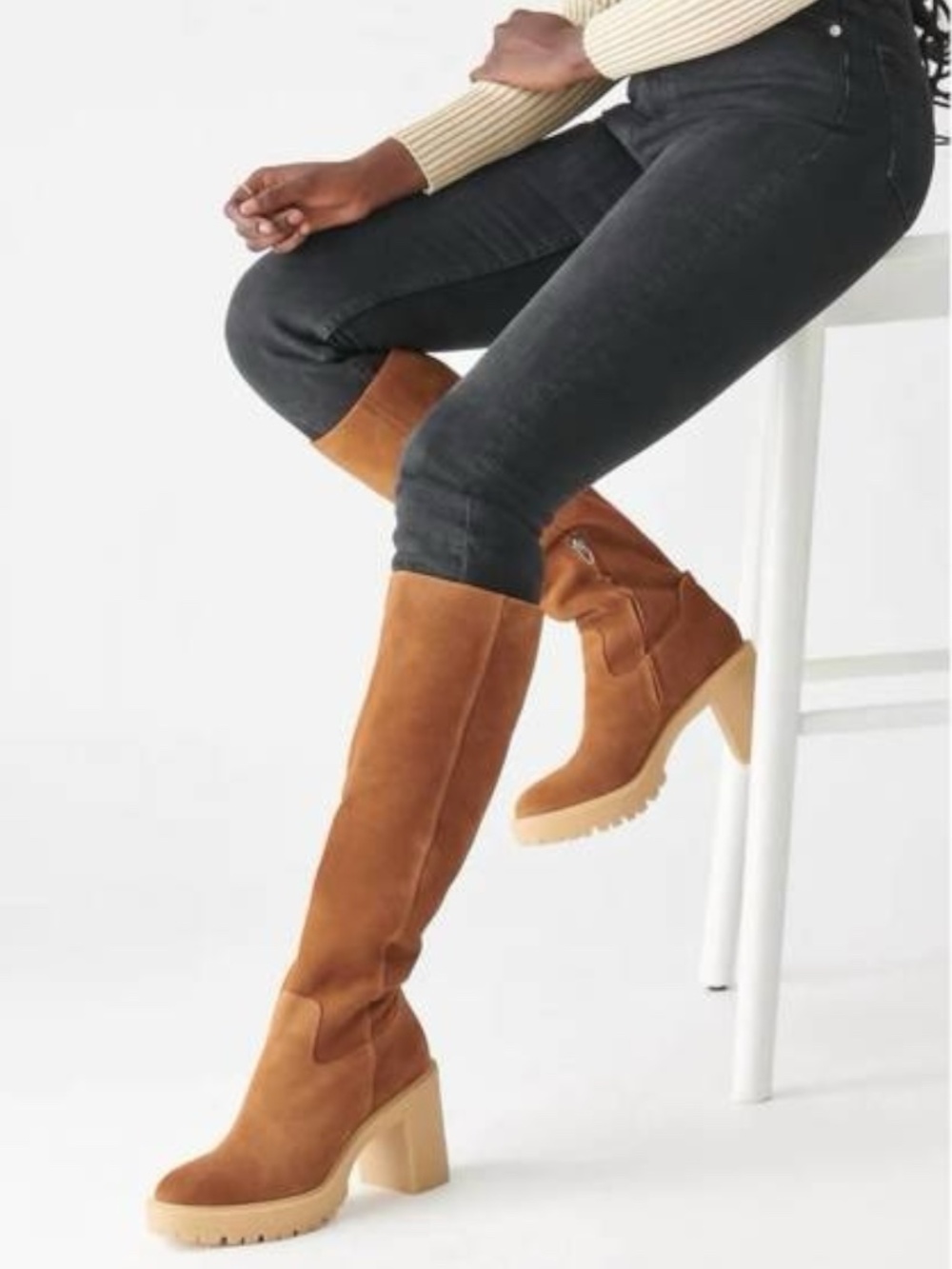 Dolce Vita Corry H2O Waterproof Leather Knee High Boots Tobacco Brown Size 9
